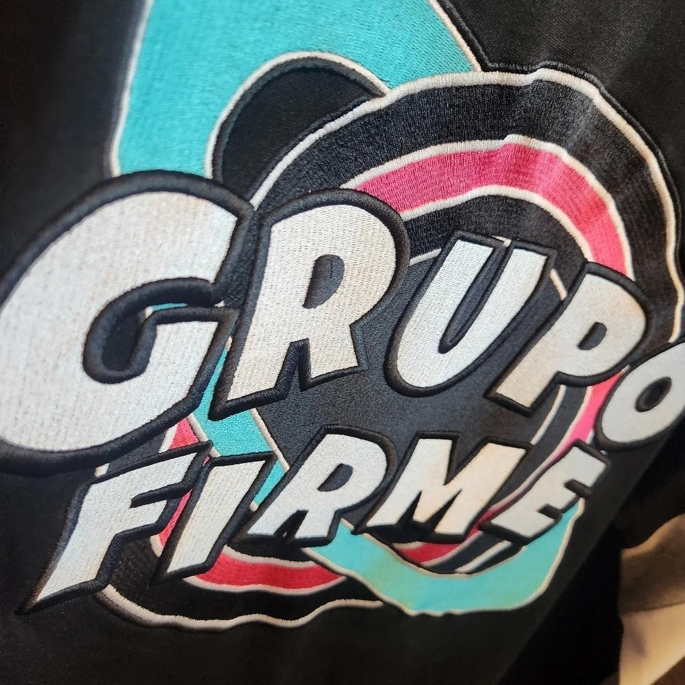 Men's Grupo Firme Embroidered Sweater Sweatshirt MUSICVIP Black Large Like New! - Picture 2 of 9